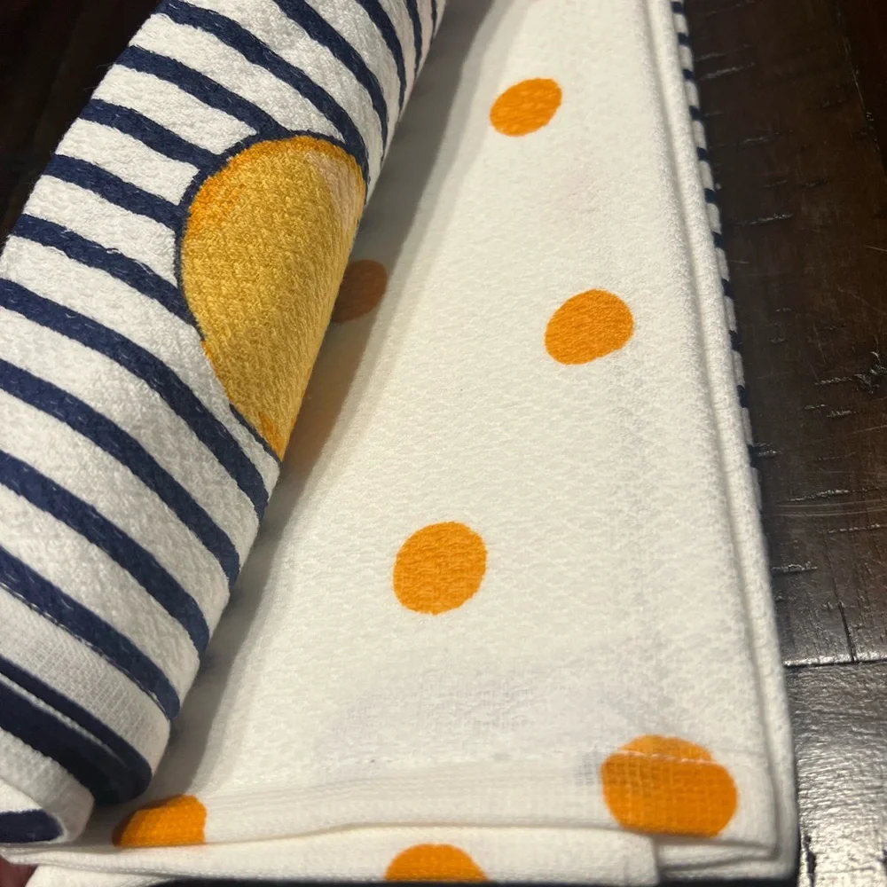 Kate Spade New York Stripe Navy Blue & White Kitchen Towels Set of 3